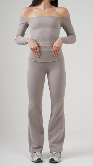 Flow Flare leggings-Honey oat