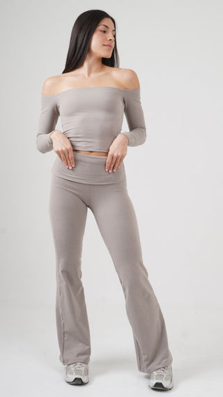 Flow Flare leggings-Honey oat