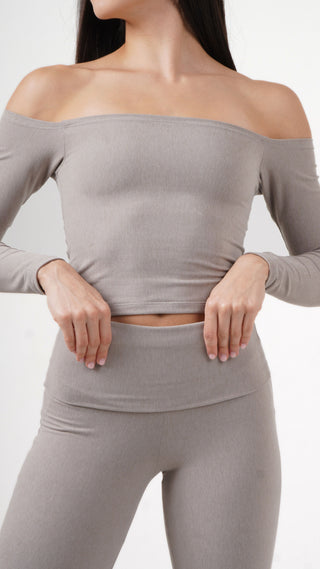 Shoulder talk long sleeve top- honey oat