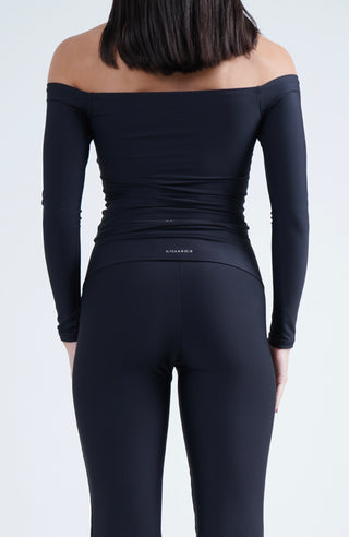 Shoulder talk long sleeve top- Onyx
