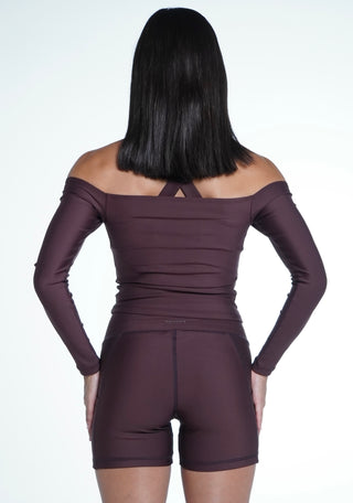 Shoulder talk long sleeve top wine not