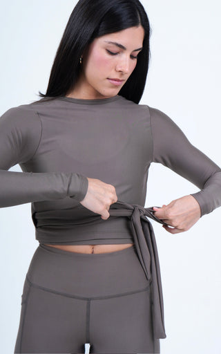 Ballet wrap top- Truffle